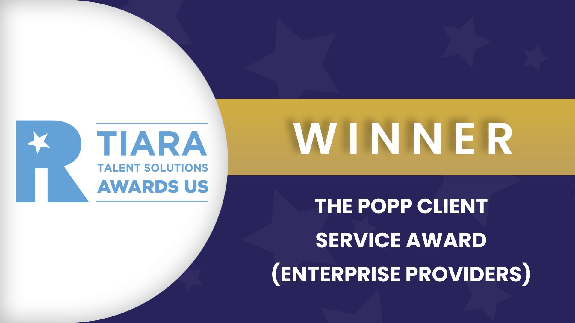 TIARA Talent Solutions Awards logo with Winner badge for Client Service Award.