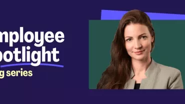 Iulia dragus next to the title: Employee Spotlight 