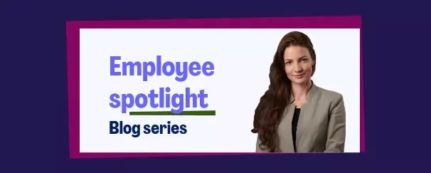 Iulia dragus next to the title: Employee Spotlight 